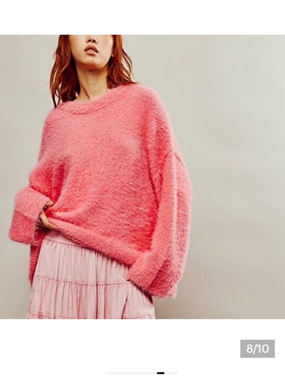 NWOT Free People Harrison Bunny Crew in Pink Size S/P